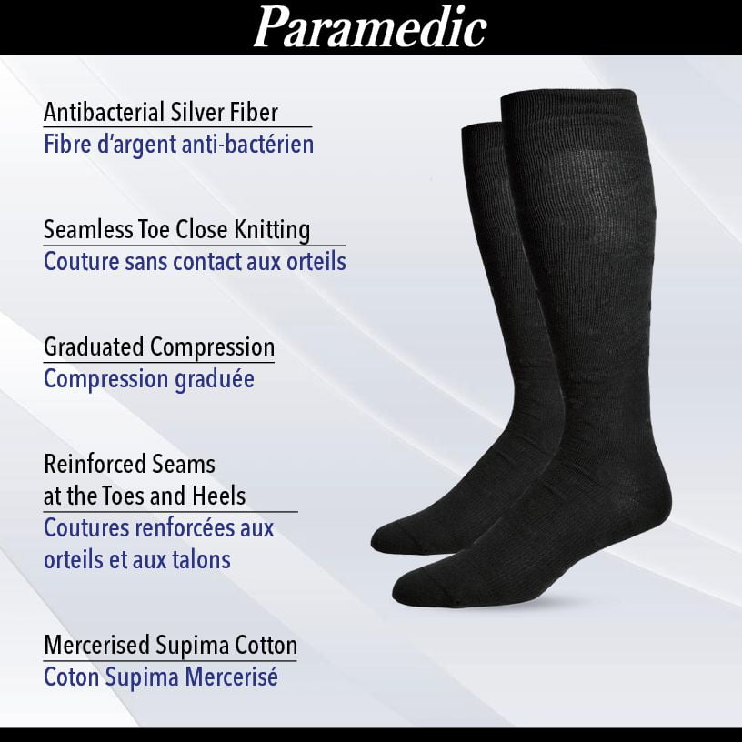 Paramedic Premium Compression Socks 15-20 mmHg Men Black (1 Pair) - Medium, Paramedic Compression Socks for Men - Stylish Knee-High Premium Cotton, 15-20 mmHg