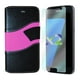 Étui portefeuille Exian pour Galaxy S7 en noir rose – image 1 sur 2