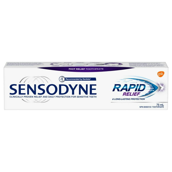 Sensodyne Rapid Relief Daily Sensitivity Toothpaste, Plaque and Tartar Remover for Teeth, Fresh Breath, Prevents Cavities, Extra Fresh, 75 mL, 75 ml