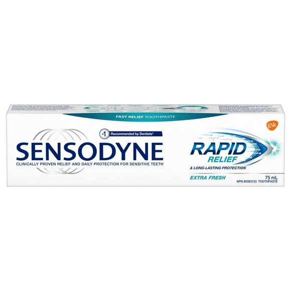 SENSODYNE Rapid Relief & Long Lasting Protection Extra Fresh Fast Relief Toothpaste, 75 mL, 75mL