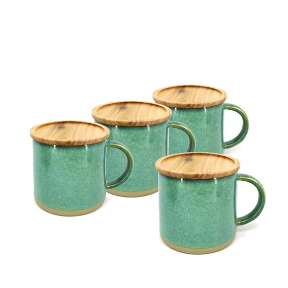 BIA J/4 Tasses Lustrées avec Couvercle, Vert