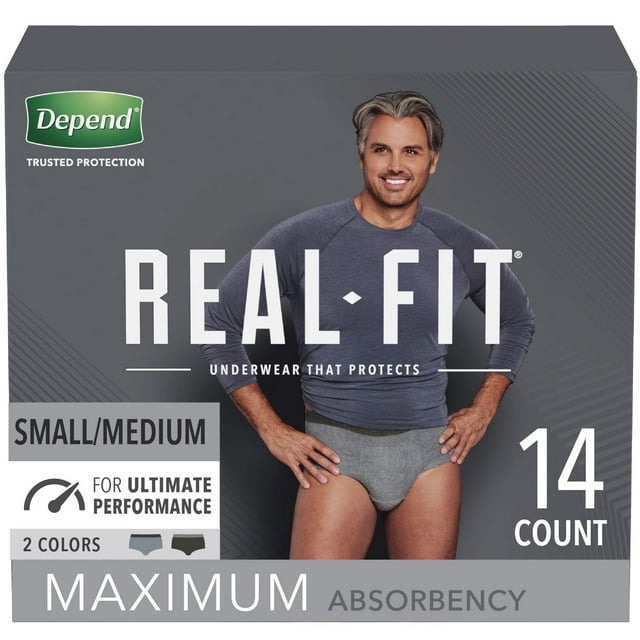 Depend Real Fit Incontinence Underwear for Men, Maximum Absorbency (Small/Medium and Large/Extra Large)