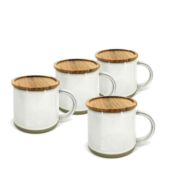 BIA J/4 Tasses Lustrées avec Couvercle, Blanc