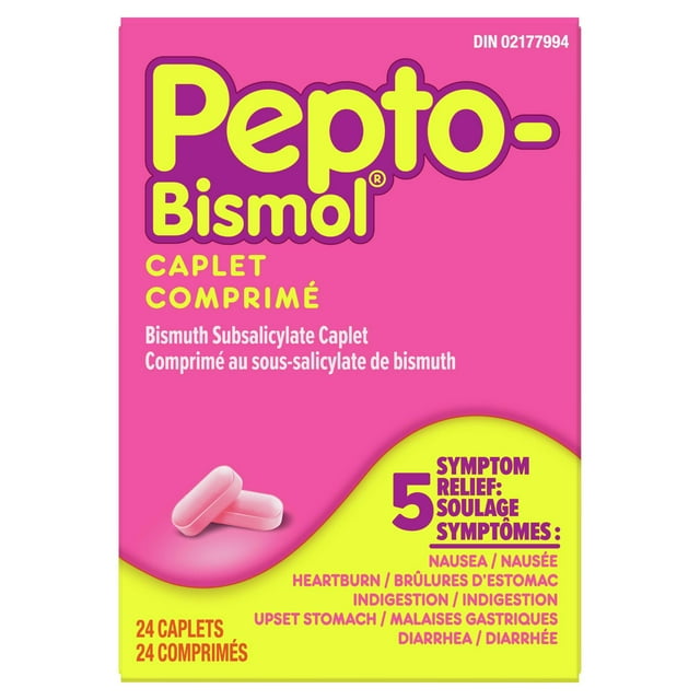 Pepto Bismol 24 Caplets for Nausea, Heartburn, Indigestion, Upset Stomach, and Diarrhea