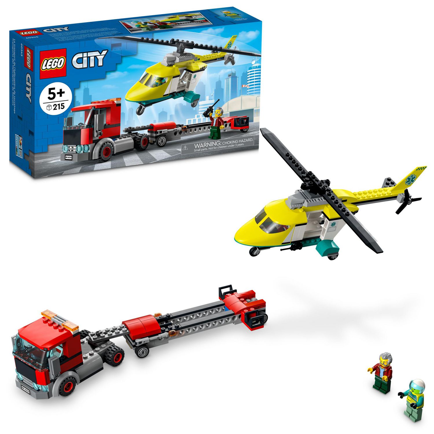 LEGO City Rescue Helicopter Transport 60343 Toy Building Kit (215 Pieces)