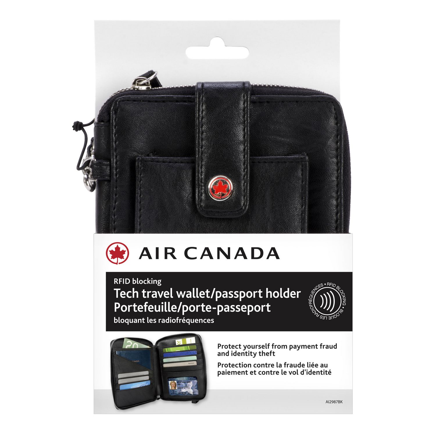 Air Canada RFID Blocking Tech Travel Wallet/Passport Holder, RFID