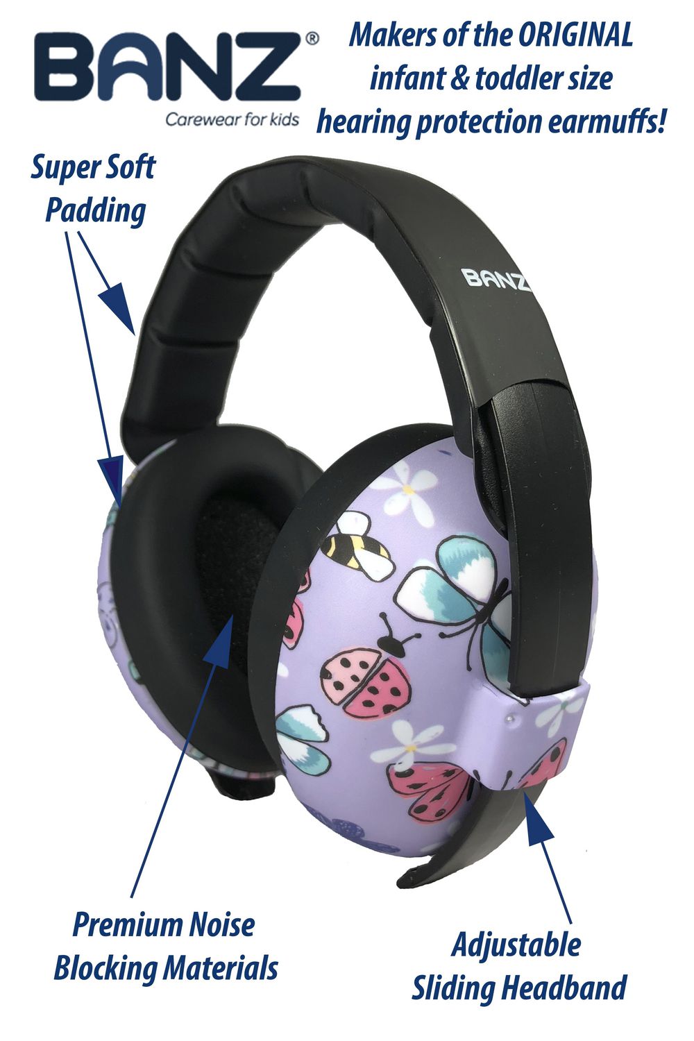 Baby Banz Earmuffs Infant Hearing Protection – Ages months to 2+  Years – Industry Leading Noise Reduction Rating – Soft  Comfortable – Baby Ear  Protection, Fits ages months to years