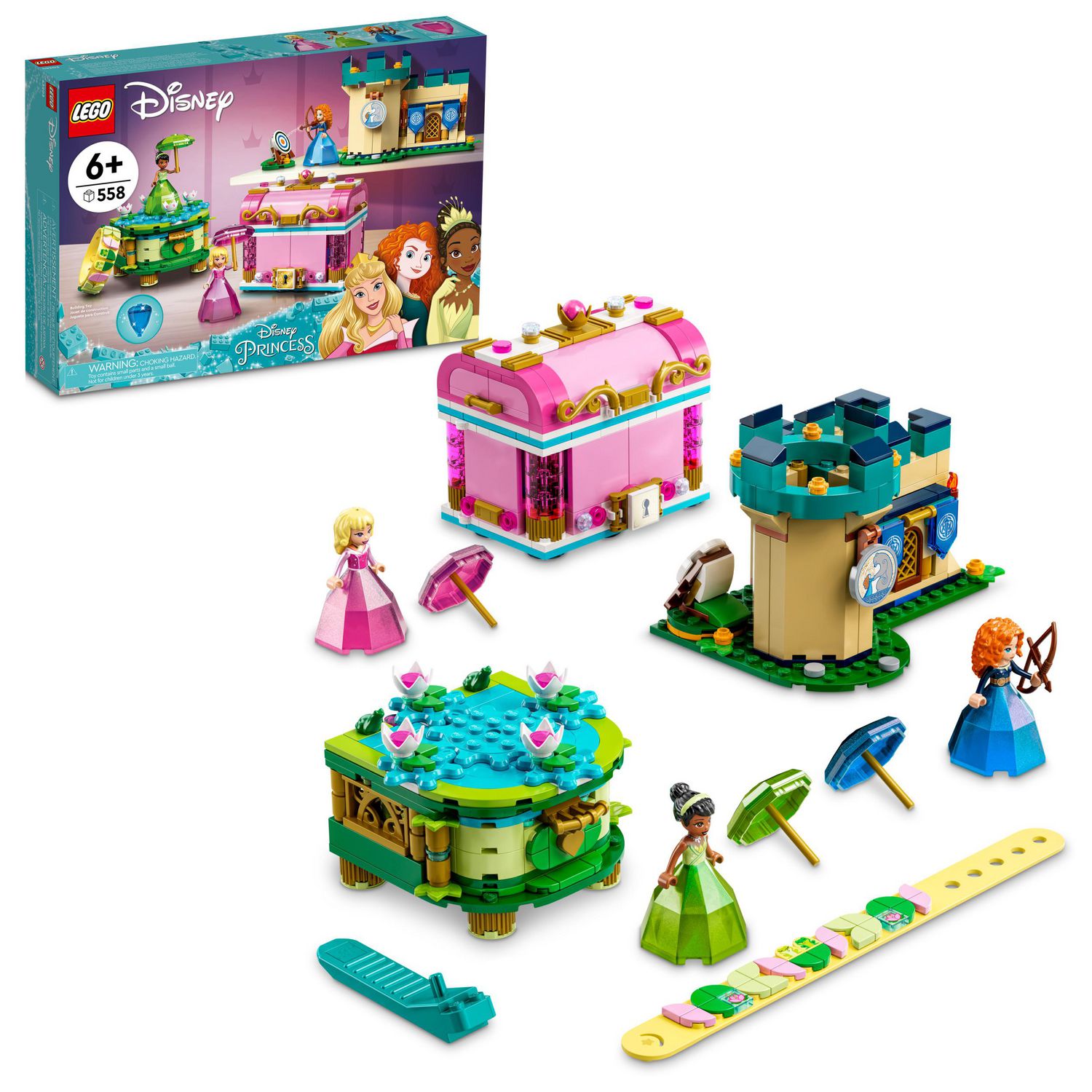 LEGO Disney Aurora Merida and Tiana s Enchanted Creations 43203 Toy Building Kit 558 Pieces