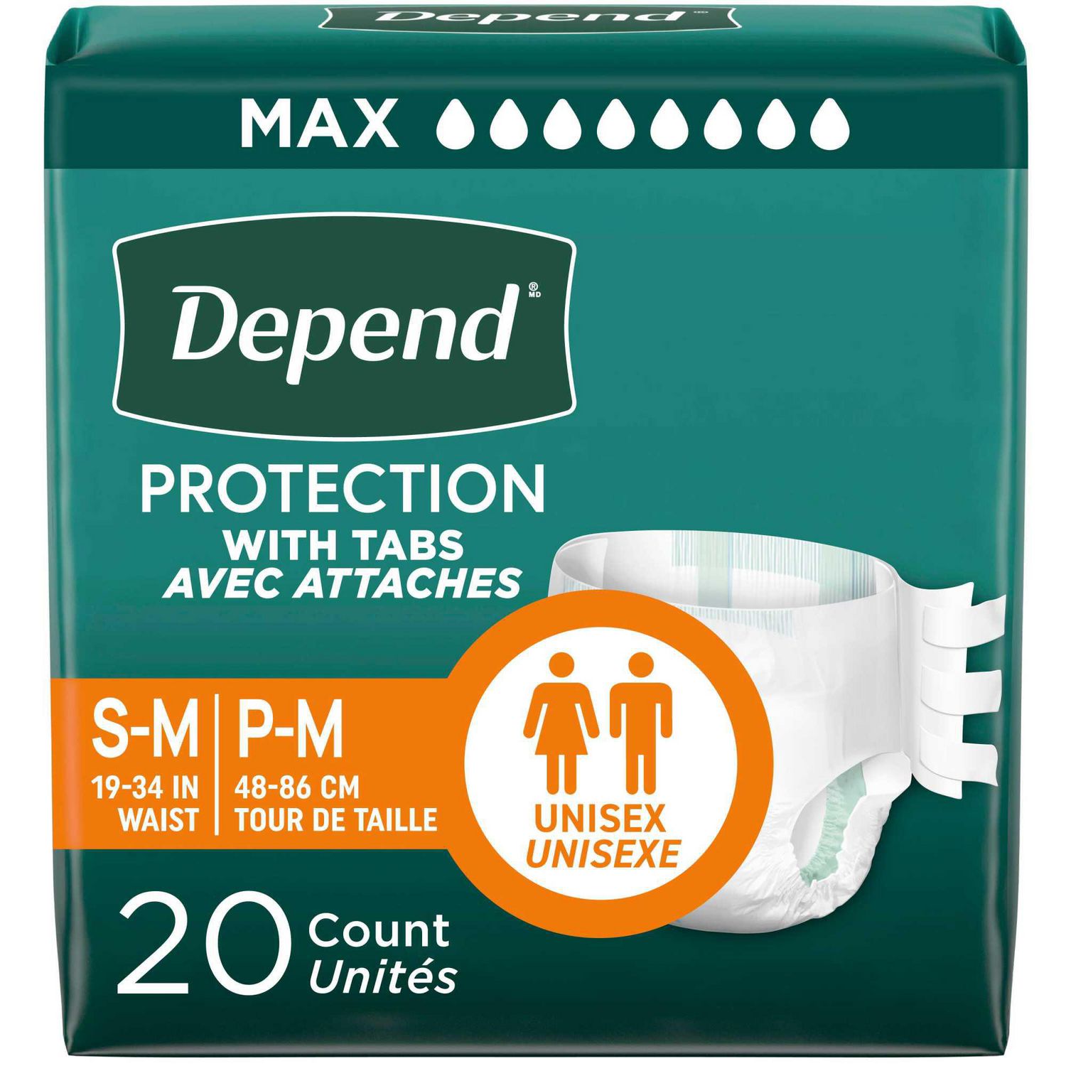 Protection contre l’incontinence Depend avec attaches, absorption maximale