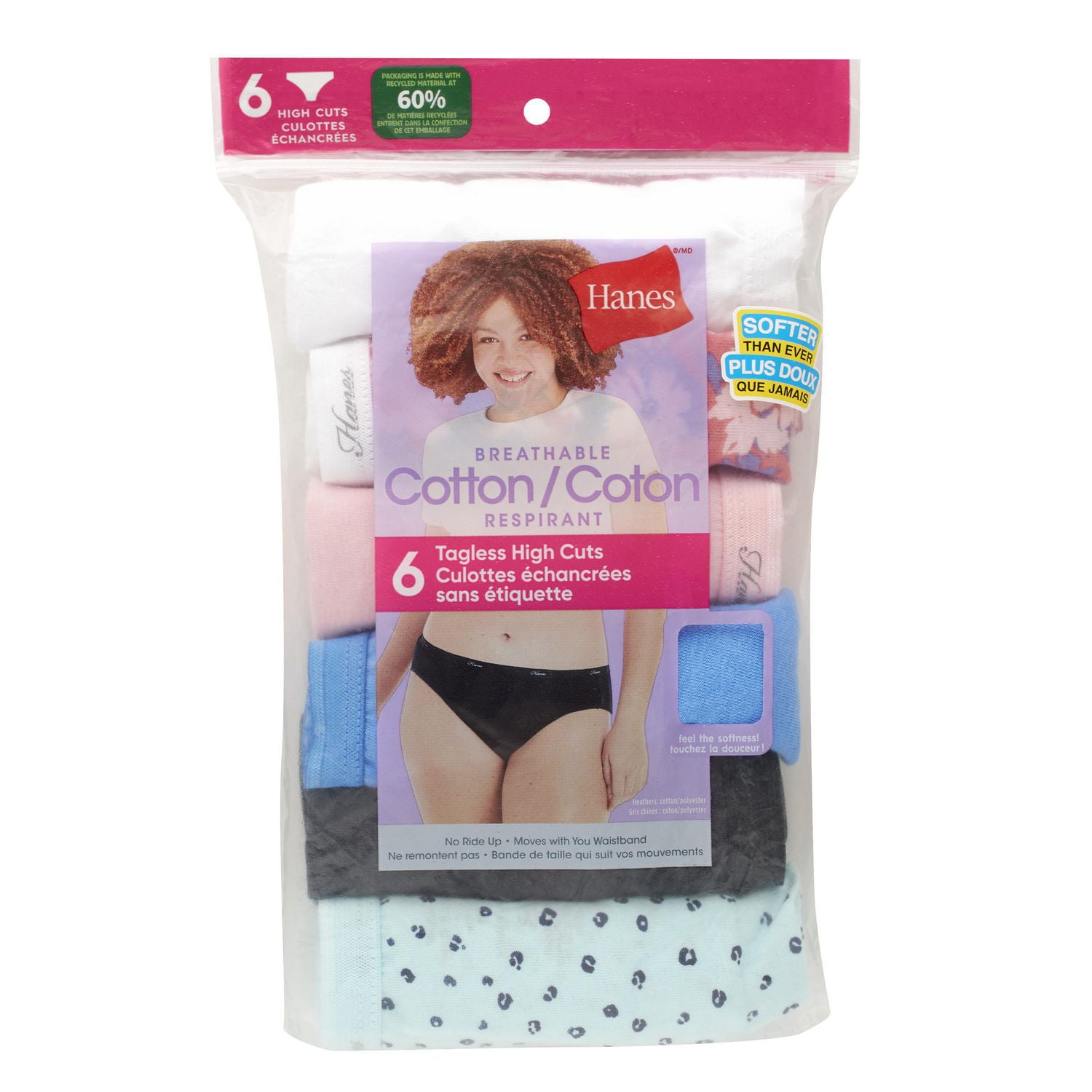 Culotte échancrée en coton de Hanes pour femmes - paq. de 6 Tailles : P à  2TG - Walmart.ca