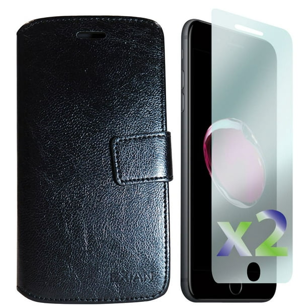 Étui portefeuille Exian pour iPhone 7 Plus en noir
