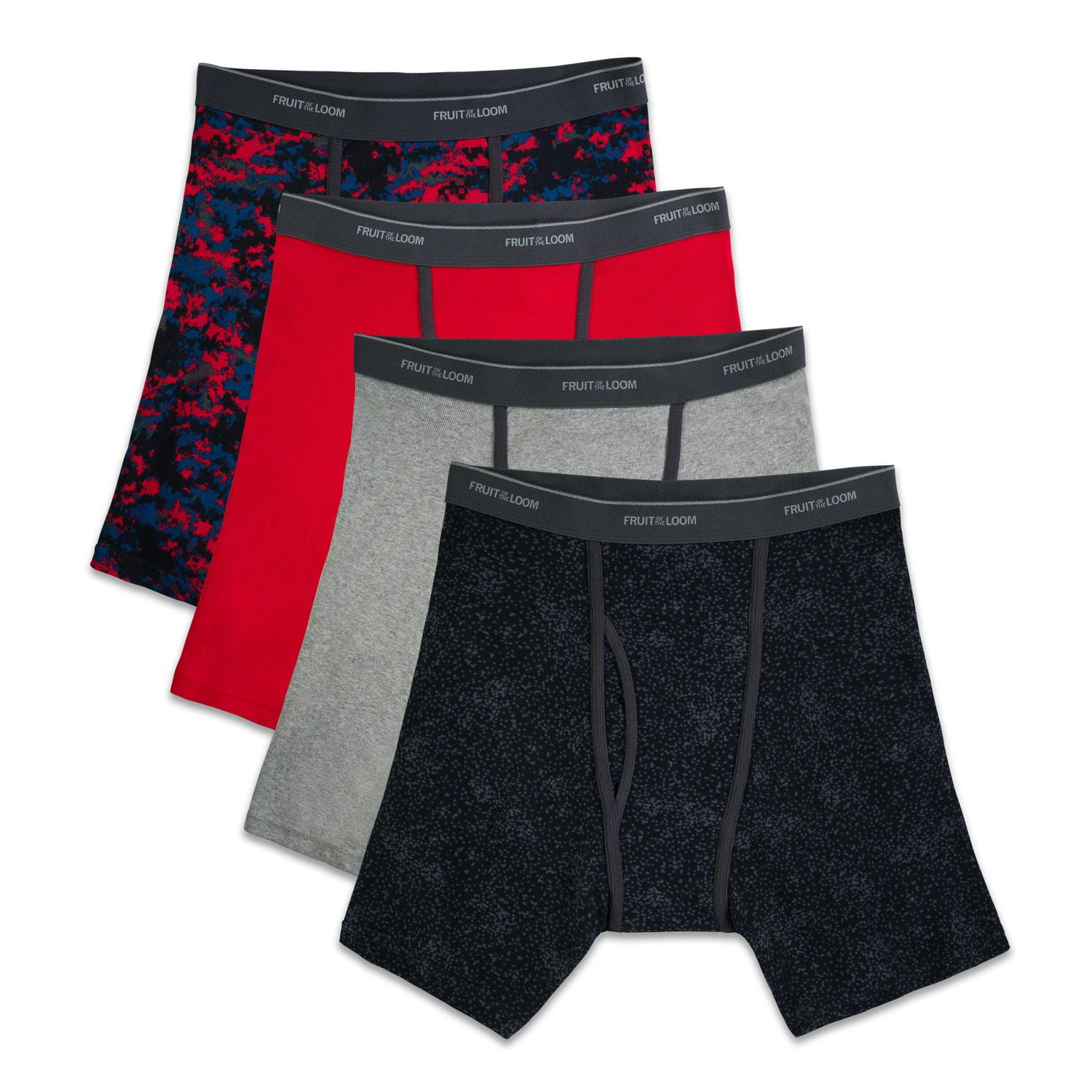 Caleçon boxeur « Ringer » Fruit of the Loom pour hommes, paq. de 4 Tailles Petit à XL