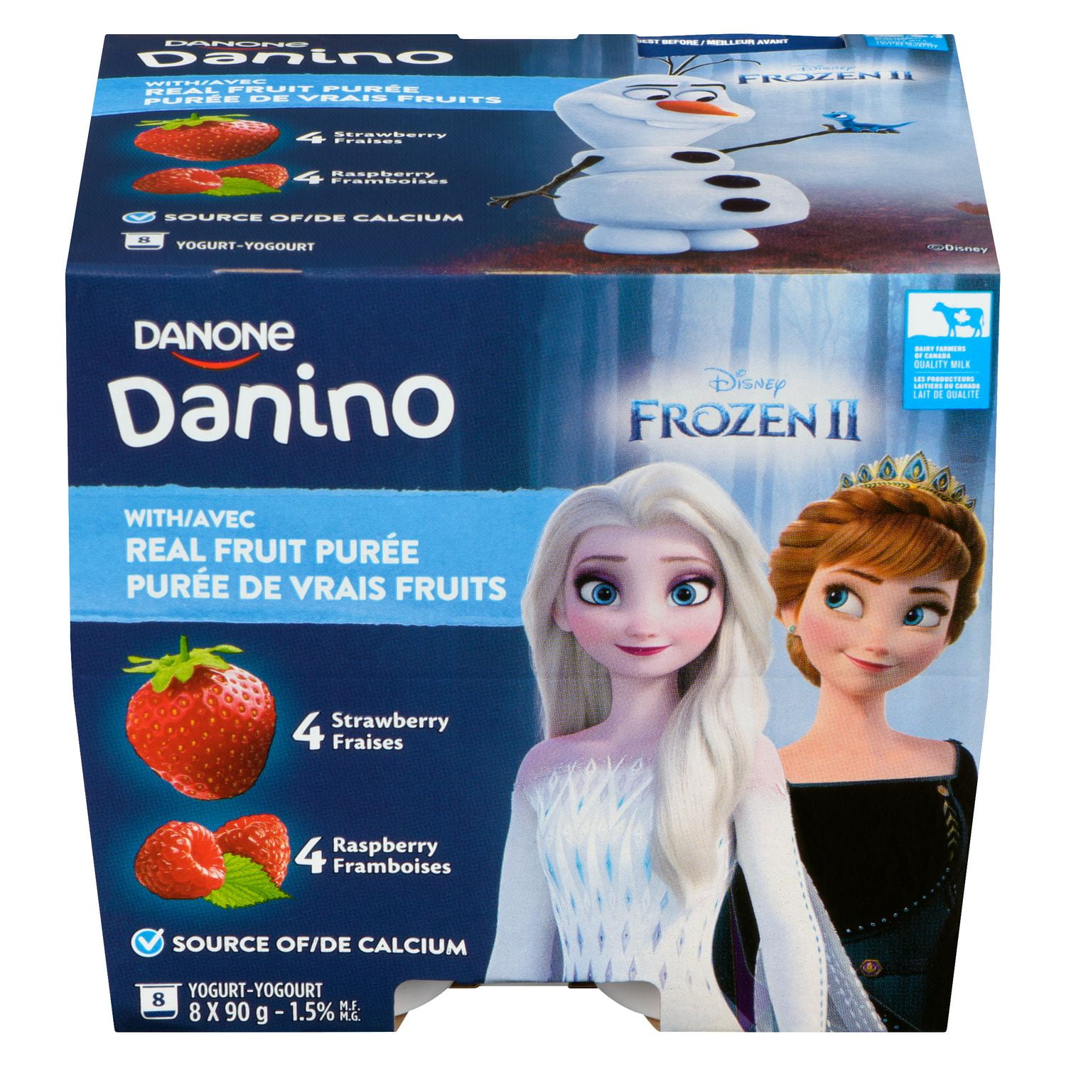 Danino Yogurt For Kids, Strawberry/Raspberry, 90g (Pack of 8) Walmart