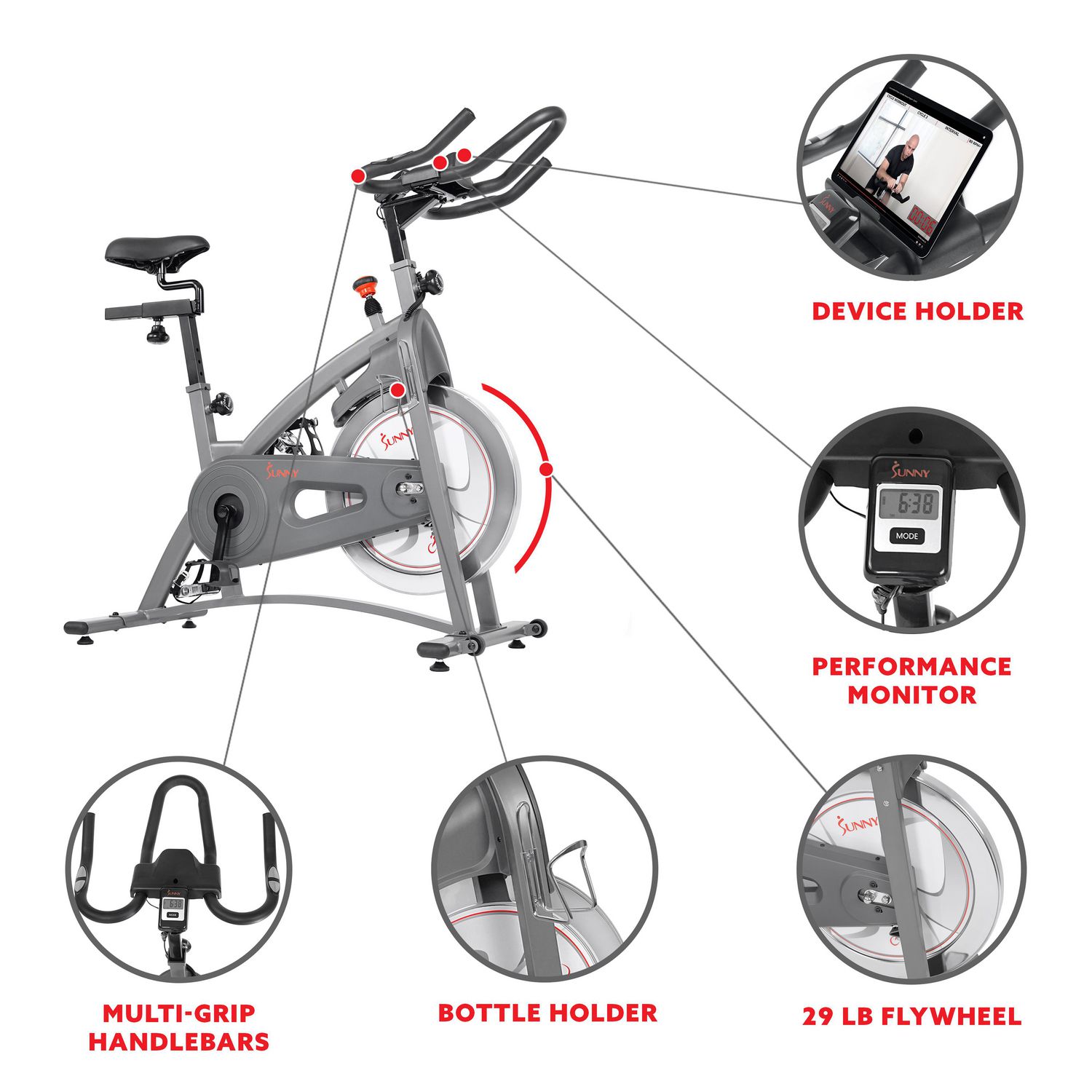 Sunny spin bike deals parts