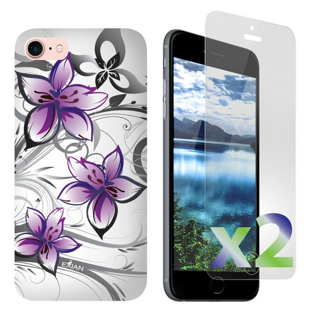 Étui Exian à motif floral pour iPhone 7 en blanc violet