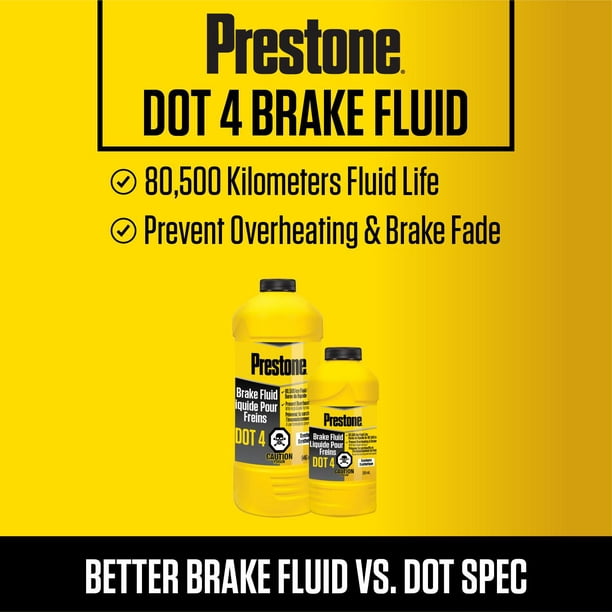 Liquide de frein Prestone® DOT 4 355mL Prévient la surchauffe, la perte de  puissance de freinage et dépasse les exigences de la norme DOT 4. 