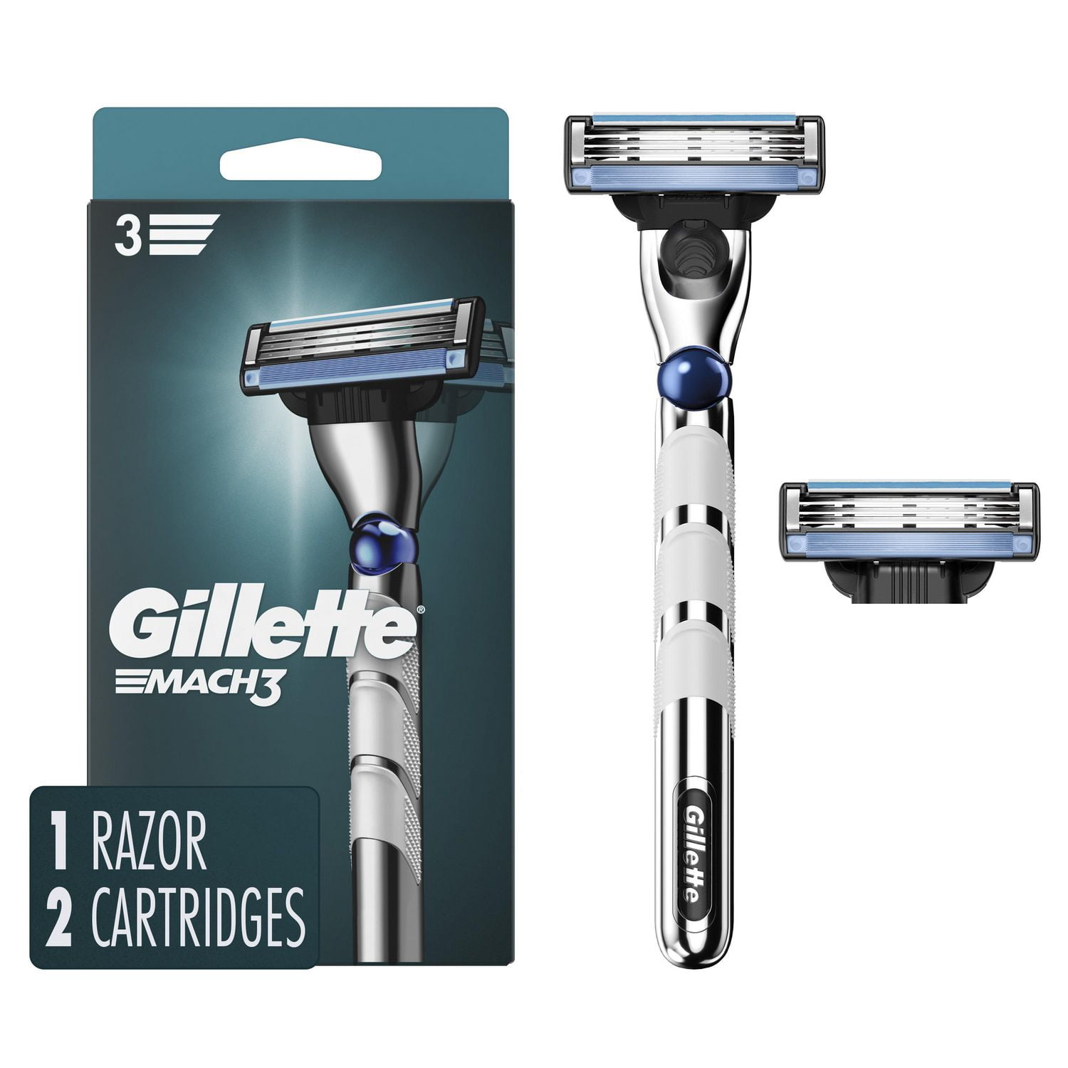 Gillette Mach3 3D Men's Razor Handle + 2 Blade Refills