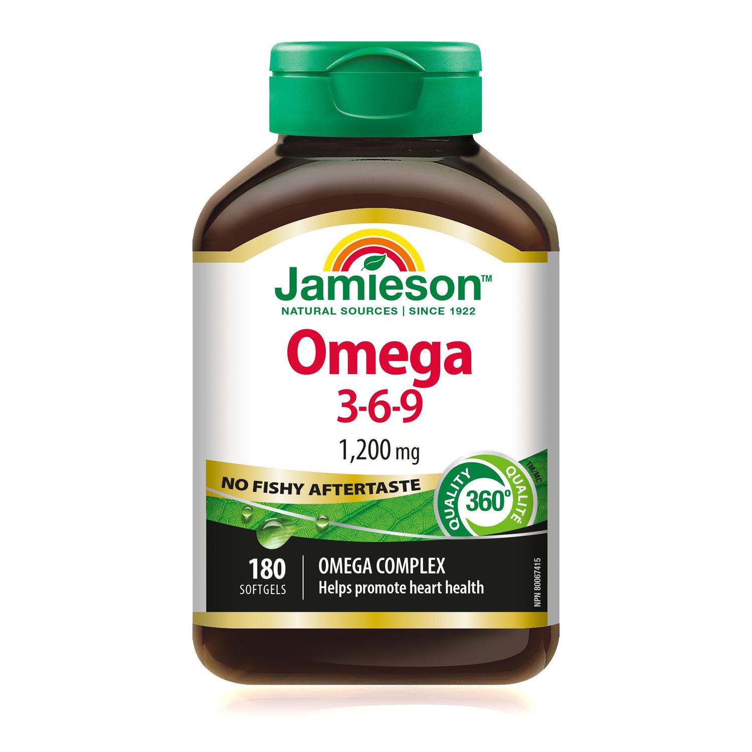 Jamieson No-Fishy-Aftertaste Omega-3-6-9 Softgels, 1200 mg, 180 Count