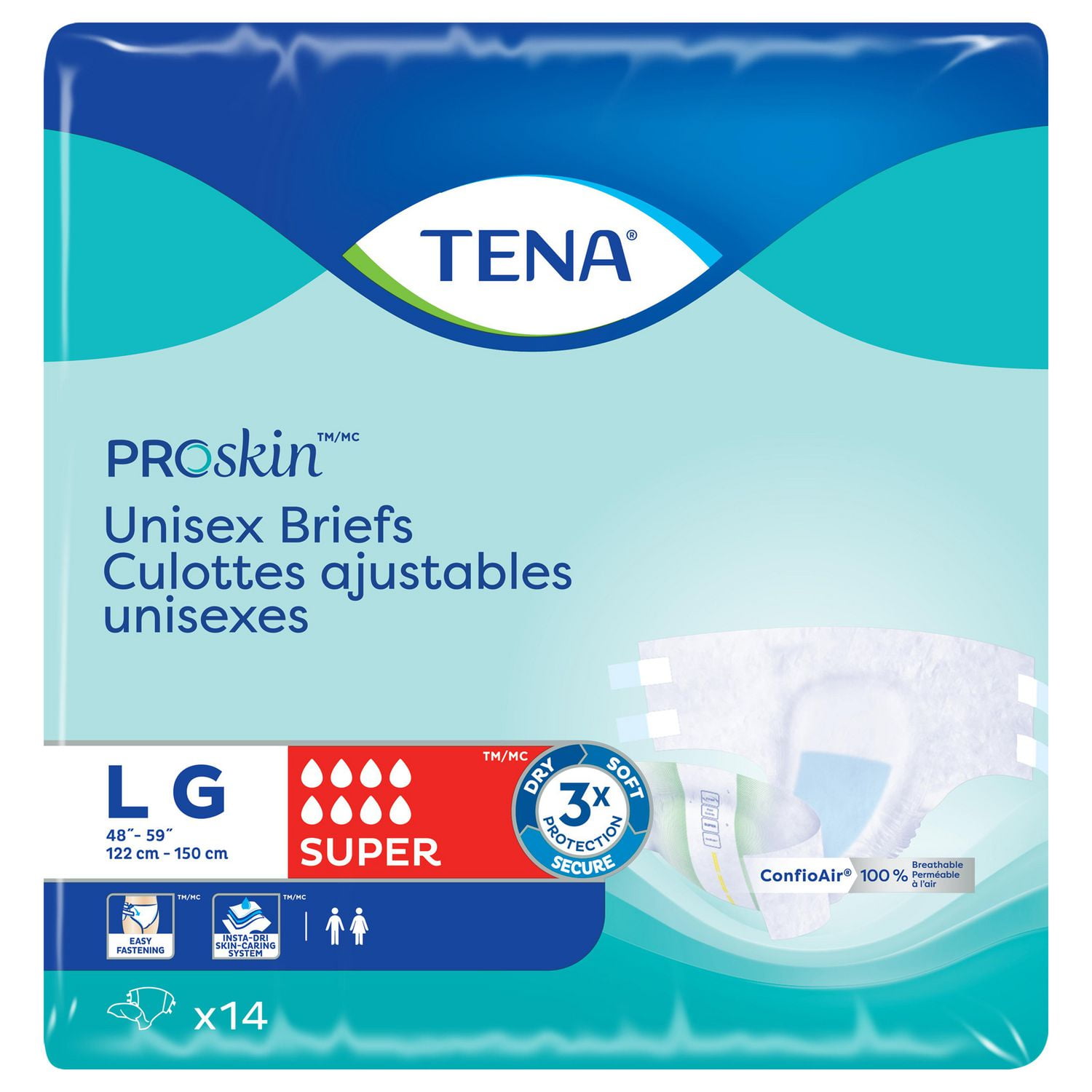 TENA Incontinence Briefs, Super Absorbency, Large, 14 Count, 14 Count, Large