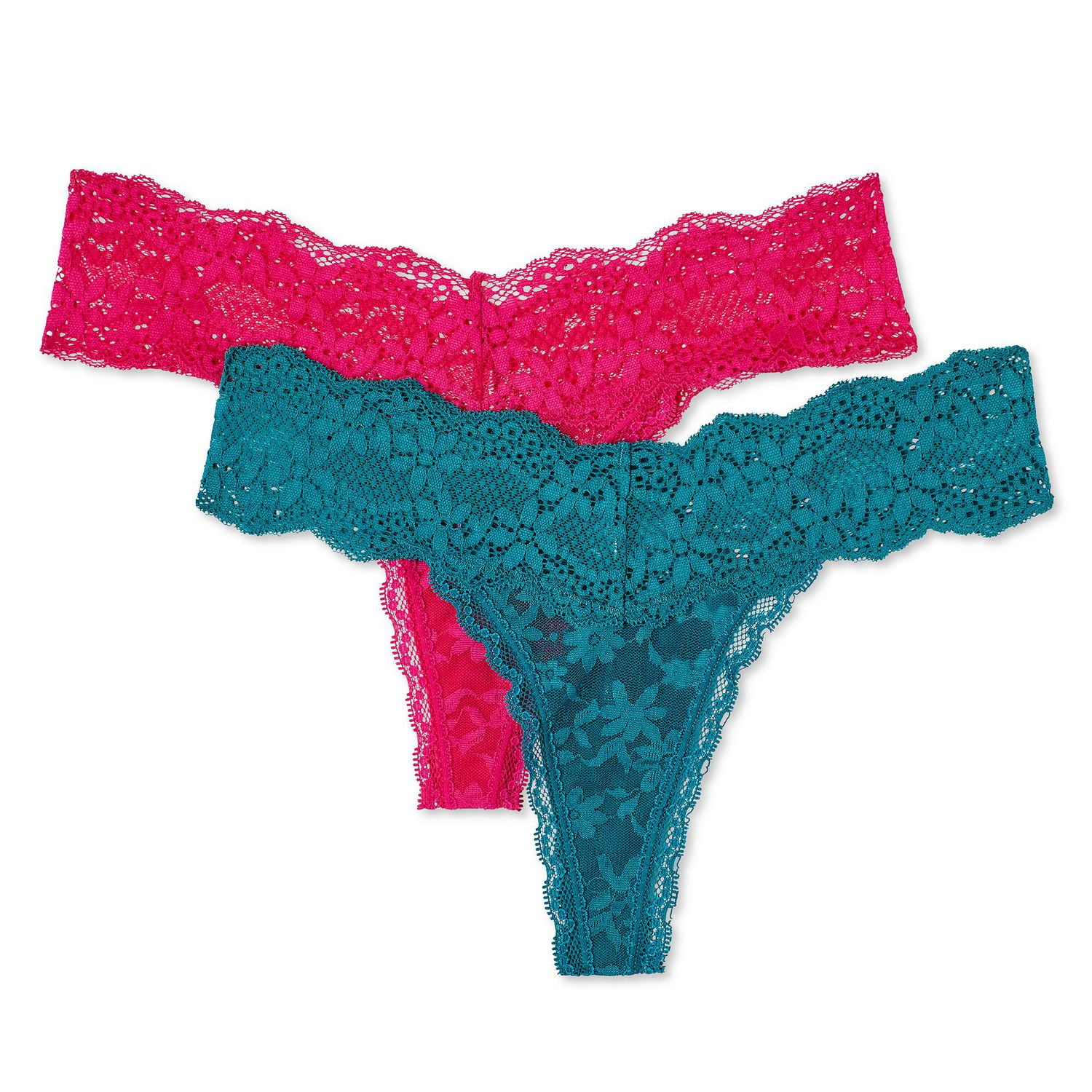 No Boundaries Women's Lace Thong 2-Pack, Sizes S-XXL