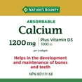 thumbnail image 2 of NATURE'S BOUNTY Calcium Plus Vitamin D3, Absorbable, 1200 mg, Helps In Development Of Bones & Teeth, Helps In Absorption & Use Of Calcium & Phosporus, May Reduce Risk Of Developing Osteoporosis, Softgels 100.0 count, 2 of 6
