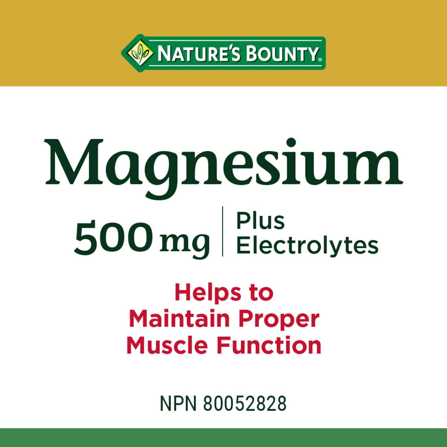 NATURE'S BOUNTY Magnesium Plus Electrolytes, 500 mg, Helps Maintain Muscle Function, Helps Tissue Formation & Development, Helps Maintain Bones & Teeth,<br>Helps Body Metabolize Nutrients, Tablets 150.0 count, 150 Tablets