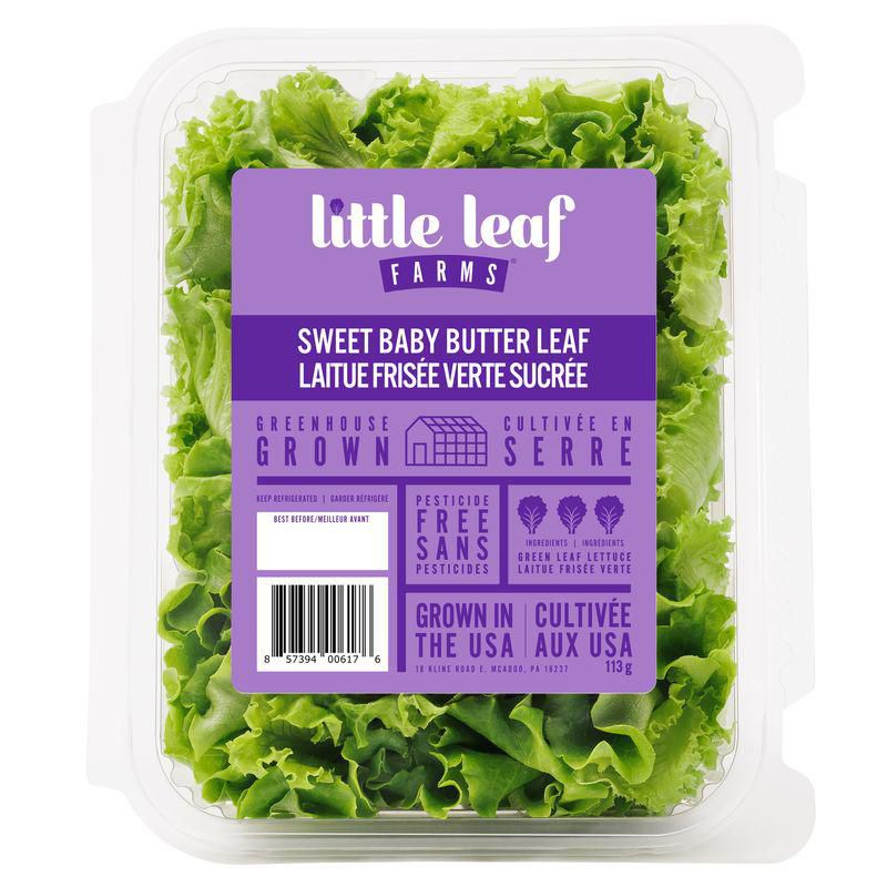Little Leaf Farms Feuille de Beurre Douce pour Bébé, Feuille de Beurre Douce pour Bébé Laitue 113 Grammes Coquille Frontale de Feuille de Beurre Verte Salade de Verdures avec Feuilles Douces à Volants et Bords Bouclés, Cultivé en Serre et Emballé Prêt à Manger; Convient aux Salades, aux Sandwichs et Est Souvent Utilisé pour les Enveloppes de Laitue.
