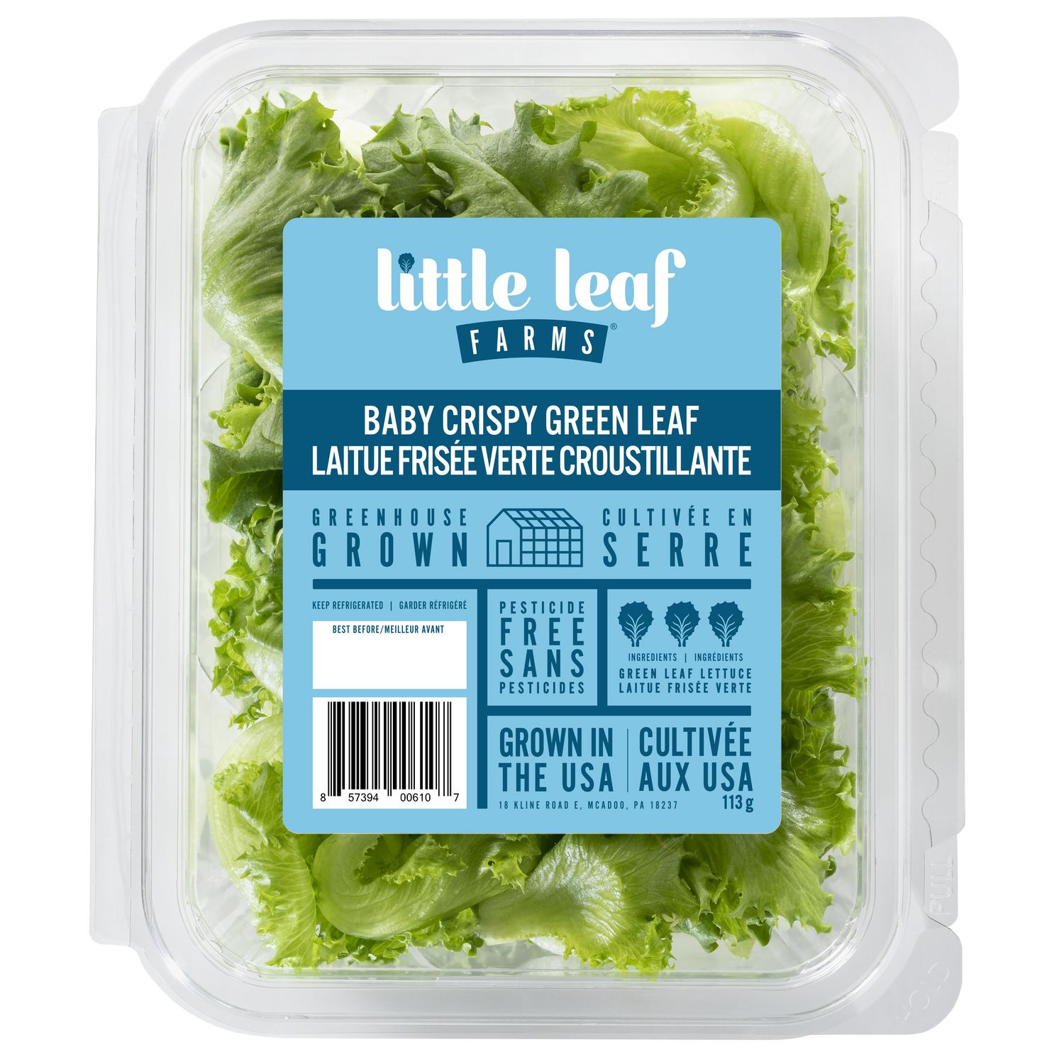 Little Leaf Farms Bébé Feuille Verte Croustillante Laitue Bébé Feuille Verte Croustillante 113g