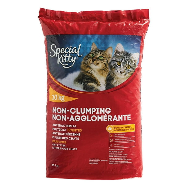 Litière pour chats non-agglomérante parfumee et antibactérienne de Special Kitty