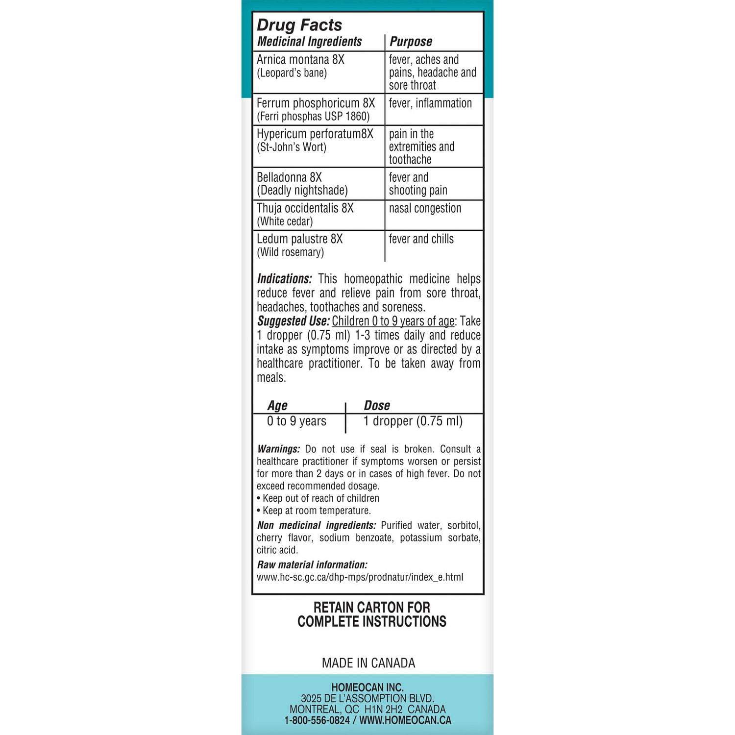 Enfants 0-9 Fièvre et Douleurs Médicament homéopathique