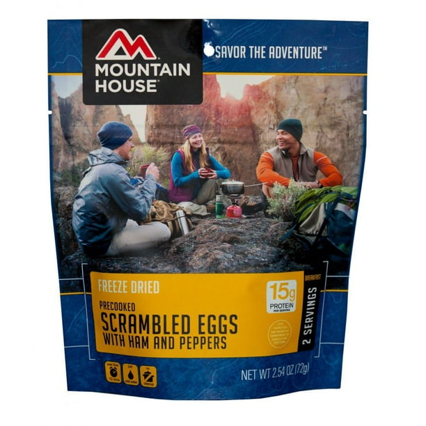 Poche des œufs brouillés avec du jambon et poivres Mountain House