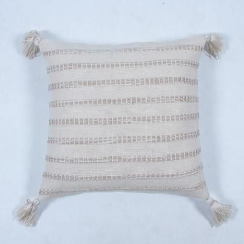 Coussin à rayures Natural 18''x18'' - Crème