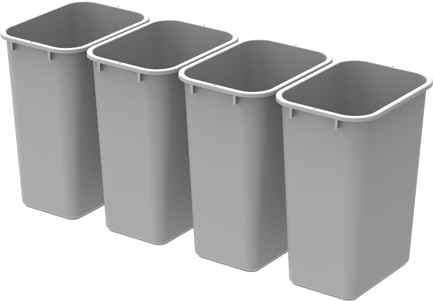 Case of 4 15.5 x 11 x 20.75 Inches Black Large/Tall Waste Basket 