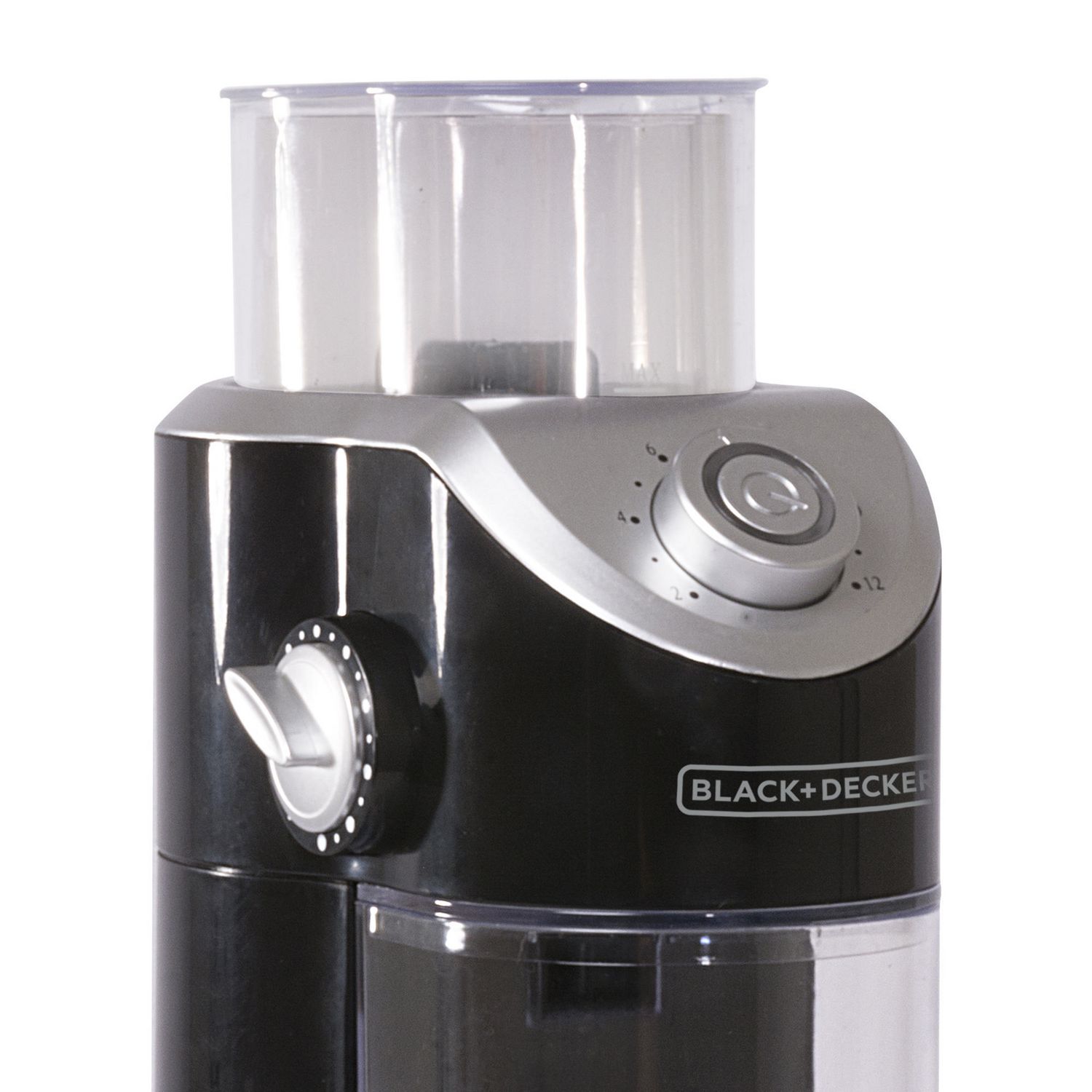 Black Decker Burr Mill Coffee Grinder in Silver and Black