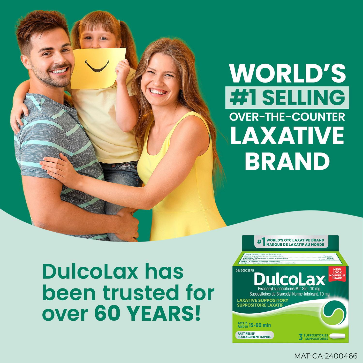 DulcoLax Suppositoires 10 mg bisacodyl, laxatif pour soulager la constipation occasionnelle en 15 à 60 minutes, soulagement de la constipation pour les adultes et les enfants de 12 ans et plus, femmes allaitantes, 3 unités 10 mg de Bisacodyl, 3 suppositoires