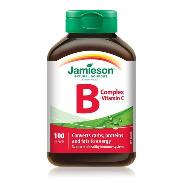 Jamieson Caplets de Complexe B + Vitamine C 100 comprimés