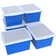 Storex bac de rangement 4 gallons (15l) avec couvercle, bleu, lot de 6 – image 4 sur 7
