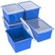Storex bac de rangement 4 gallons (15l) avec couvercle, bleu, lot de 6 – image 1 sur 7