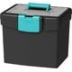 Storex boîte de rangement pour fichiers, avec couvercle de rangement xl, noir/bleu sarcelle, lot de 2 – image 3 sur 3