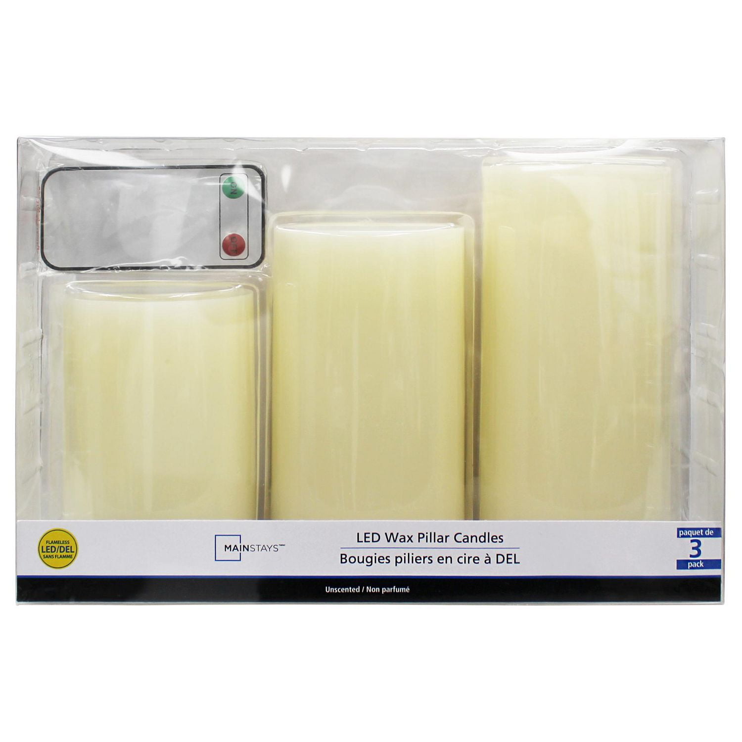 Mainstay 3PC LED Wax Pillar Candles Set Walmart Canada