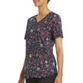 thumbnail image 2 of Sanrio Women's Neon Hello Kitty V-Neck Print Scrub Top, 2 of 5