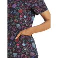 thumbnail image 4 of Sanrio Women's Neon Hello Kitty V-Neck Print Scrub Top, 4 of 5