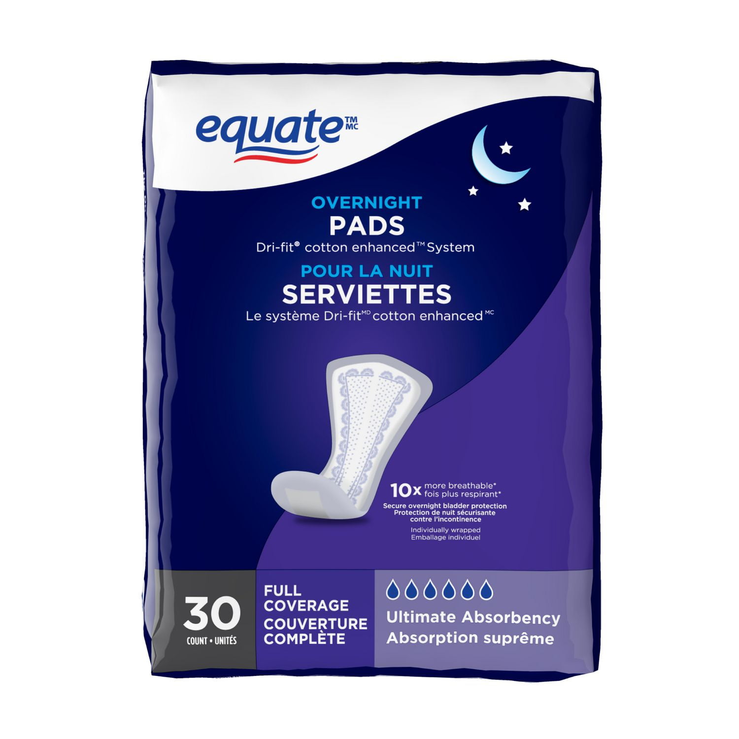 Equate Full Coverage Overnight Pads
