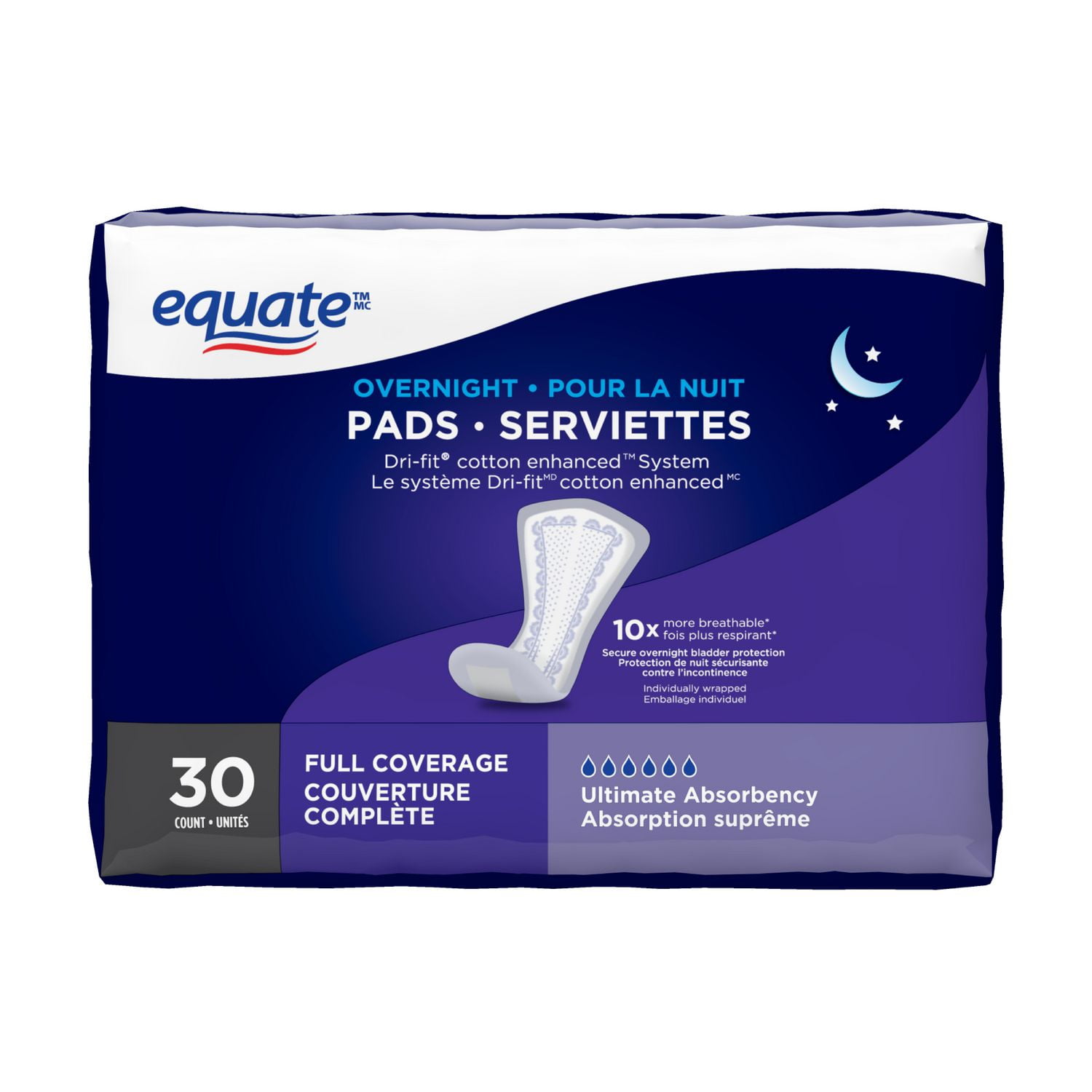Serviettes de nuit à couverture complète d'Equate