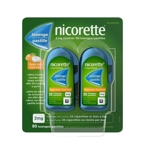 Nicorette Nicotine Lozenges, Quit Smoking Aid, Fruit, 2mg, 80 Count, 80