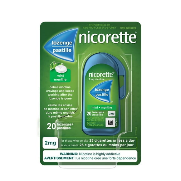Nicorette Lozenges - 2mg Nicotine - Quit Smoking Cigarettes, Cessation Aid, Nicotine Replacement - Mint Flavour, 20 Count