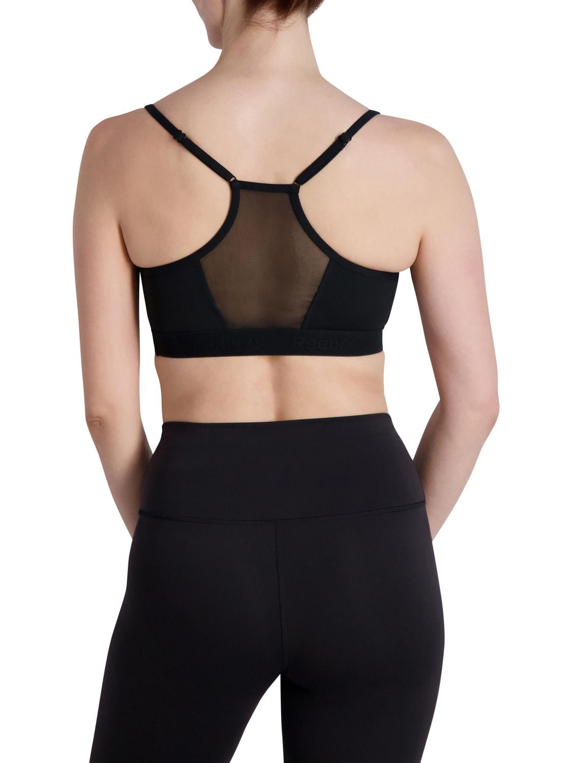 Reebok Women's Everyday Racerback Sports Bra with Mesh Panel and Removable Cups