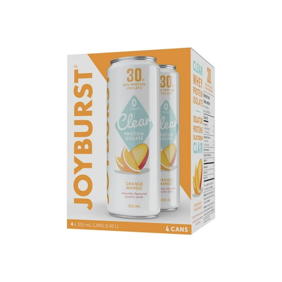 Joyburst Isolat de Protéine de Lactosérum Clair, Orange Mangue, 4 x 355mL