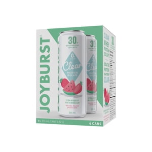 Joyburst Clear Protein Isolate Drink, Strawberry Watermelon, 4 x 355mL