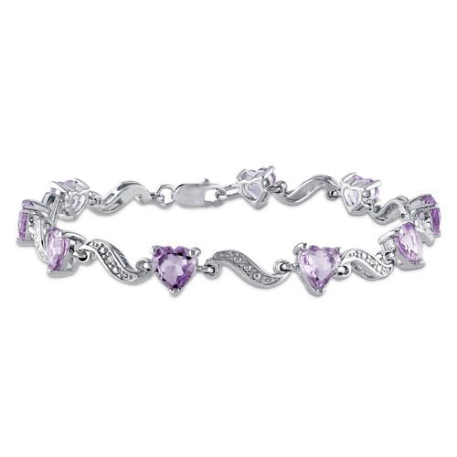 Bracelet Miadora en forme de cœur avec 5 carat d'améthyste et accent de diamants en argent sterling, 7"